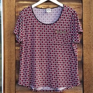 Anne Klein Silky Dress Top with Zip Breast Pocket